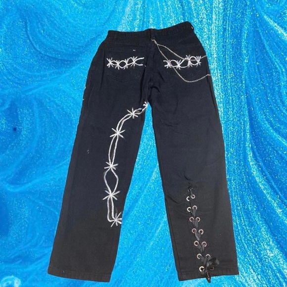 Cotton On Grunge Upcycled Hand Painted Jeans - Picture 3 of 7